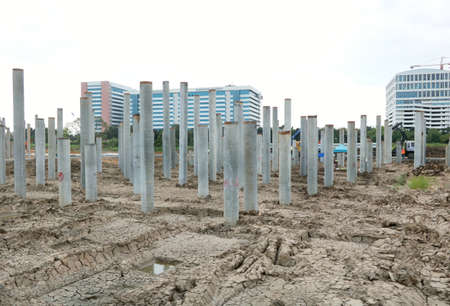 Machine used for building foundation work in large construction site at Thailand, Space for text in...