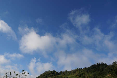 Beautiful landscape on mountain with sky and cloud, peace and relaxation, pictured from Space for...