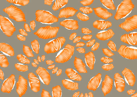 Japanese food style, Hand drawn of sushi salmon seamless pattern, Great for menu, Collection food...