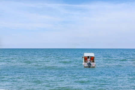 Speed boats anchored waiting for tourist at pattaya beach in the morning, Many tourists visit here,...