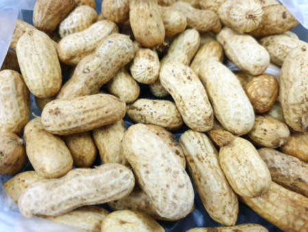 Top view of boiled peanuts as a background for sale in the market at Thailand, abstract background,...