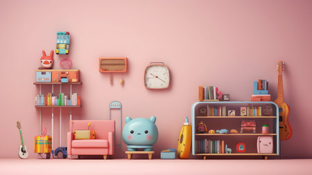 Minimal living room with a shelf with books 
Generating AI Illustrationの素材