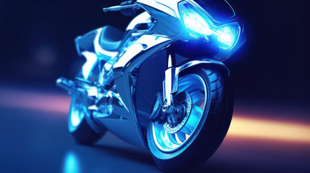 AI generated 3d image of a blue scooter on a dark background.の素材