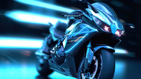 3D ai generated  of a brand-less generic concept motorbike.の素材