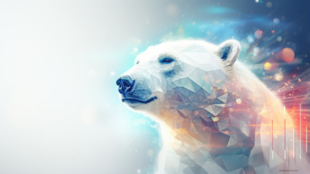 Abstract polygonal polar bear. 3d rendering toned imageの素材