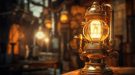 Lantern in the interior of an old factory, vintage styleの素材