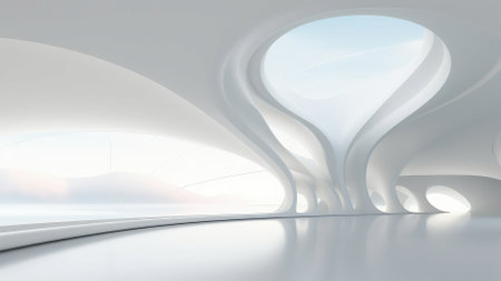 Abstract modern architecture background, empty open space interior. 3D renderingの写真素材