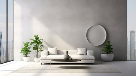 modern bright interiors apartment Living room 3D rendering illustration