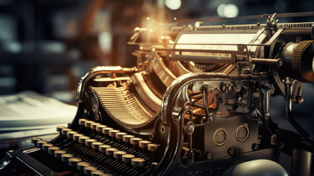 Close up of vintage typewriter at work. 3D Renderingの素材
