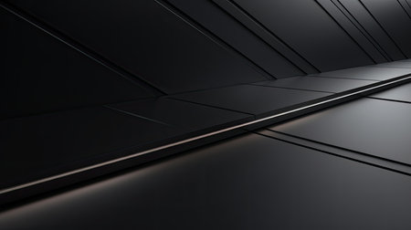 Abstract black interior background with perspective. 3d render illustration mock upの素材