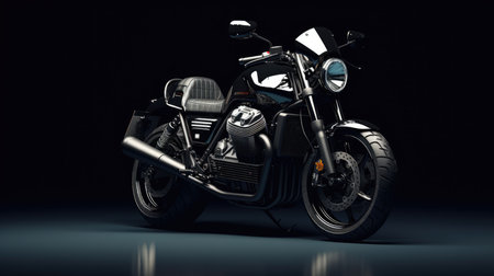 Modern powerful motorcycle on a dark background. 3D Rendering.の素材