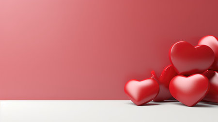 Valentine's day background with red hearts. 3d renderingの素材
