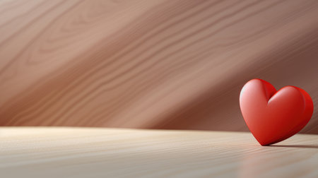 Red heart on a wooden background. Valentine's Day. 3D renderingの素材