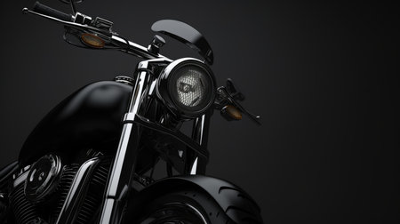 Modern black chopper motorcycle on a dark background. 3d renderingの素材