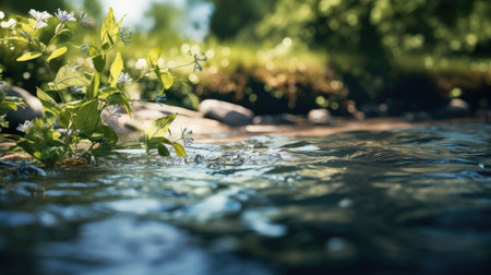 Wildflowers in the water. Selective focus. Nature.の素材