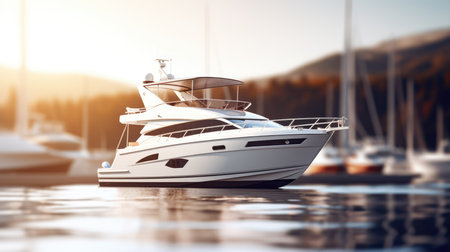 Luxury yacht in the marina. 3d rendering.の素材