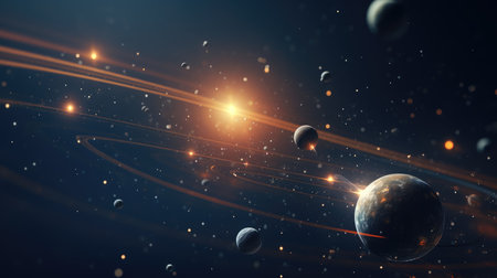 Planets and nebulae in outer space. 3D renderingの素材