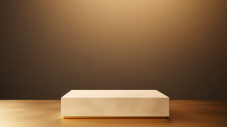 White podium on brown background. 3d rendering, 3d illustration.の素材
