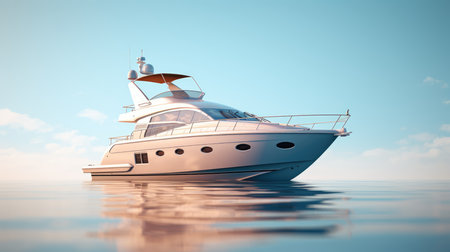 Luxury yacht in the sea. 3D render. Clip-artの素材