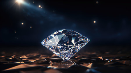 Diamond on a black background. 3d rendering, 3d illustration.の素材