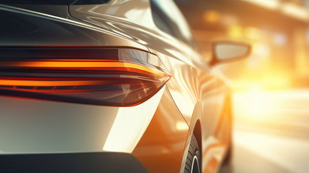 Close-up of a modern car tail lights. 3d renderingの素材