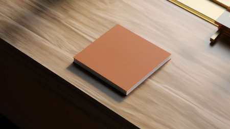 Blank brown business card on wooden table. Mock up, 3D Renderingの素材