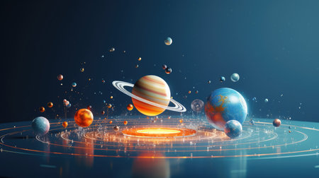 Planets and galaxy, science fiction illustration. 3D rendering.の素材
