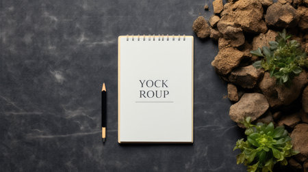 Notebook with text YOU CAN DO IT and pencil on stone backgroundの素材