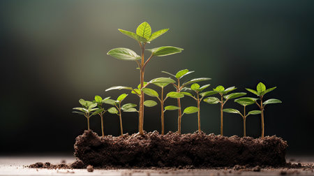 Green seedling illustrating concept of new life and green investment in agricultureの素材