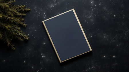 Mockup of a blackboard on the background of the starry skyの素材
