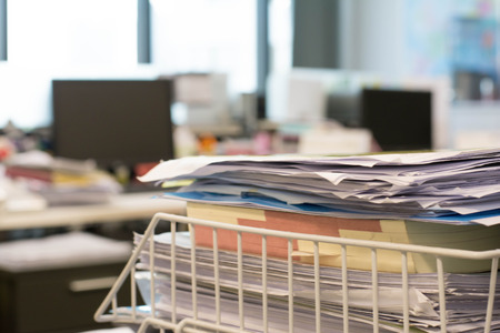 A pile of work in office working room.