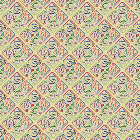 Colorful seamless pattern of tiles with swirls design.のイラスト素材
