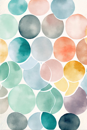 Abstract watercolor background with colorful circles. Watercolor paper texture.の写真素材