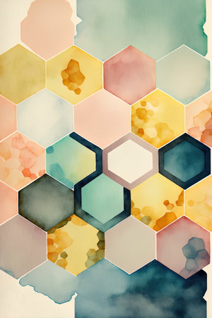 Watercolor hexagon background. Abstract watercolor background for your design.の写真素材