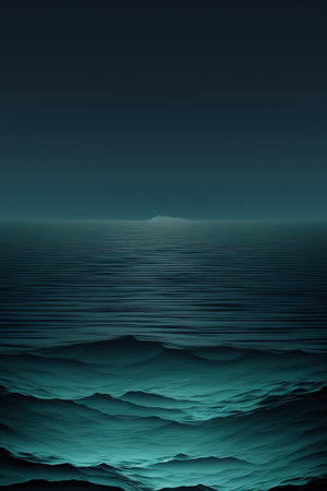 abstract background with sea waves and mountains. 3d render illustrationの写真素材