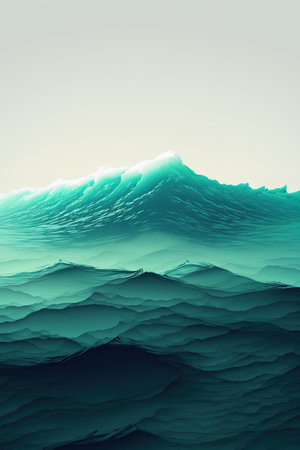 Abstract sea wave background, 3d render illustration. Computer digital drawing.