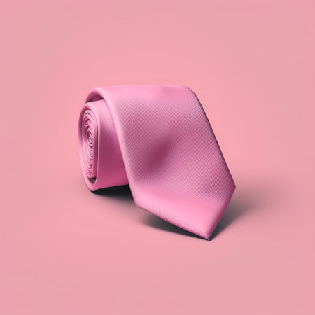 Pink necktie isolated on pink background. 3d render illustration.の写真素材