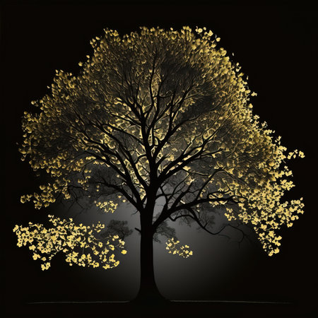 Beautiful autumnal tree on black background. EPS 10 vector file included