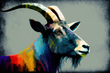 Goat picture illustration design colorful art designの写真素材
