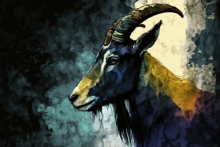 Goat picture illustration design colorful artの写真素材