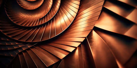 Circular abstract brown copper, aesthetic backgroundの写真素材