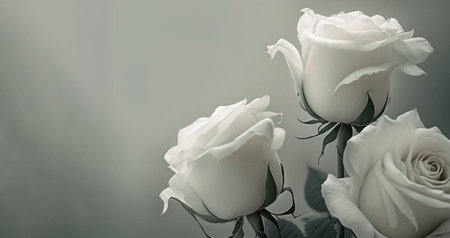 White roses background with empty space for copyの写真素材