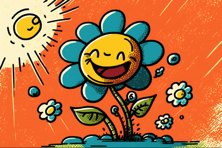 colorful flowers, Spring illustration digital art for background, created using generative aiの素材