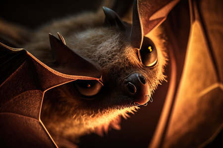 A close up image of bat face in the wildの素材
