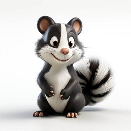 skunk cartoon character with white backgroundの素材