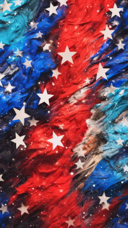 Red white and blue, stars and stripes background abstractの素材