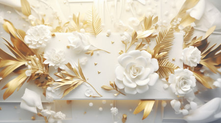 White and gold elegant abstract background bannerの素材