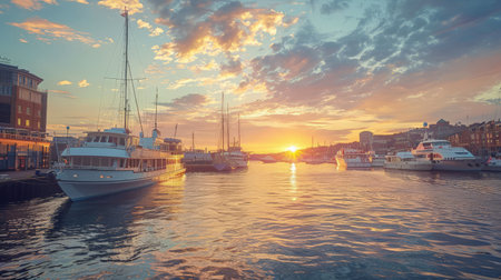 Marina Sunset with City Skylineの素材