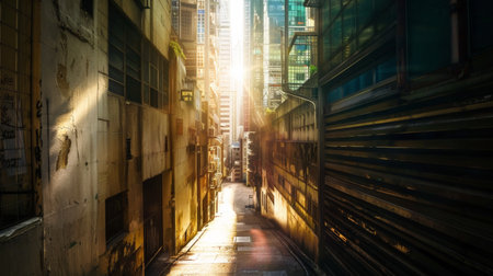 Sunset Flare Between High-Rise Buildingsの素材