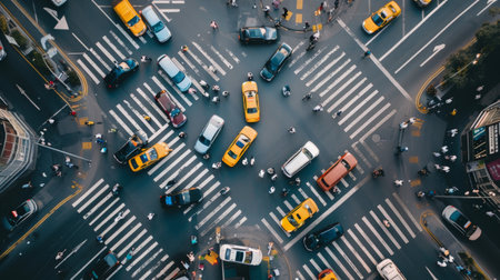 Busy Urban Intersection from Aboveの素材